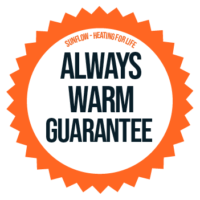 Sunflow Heating for Life Always Warm Guarantee roundel logo