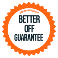 Sunflow Heating for Life Better Off Guarantee roundel logo